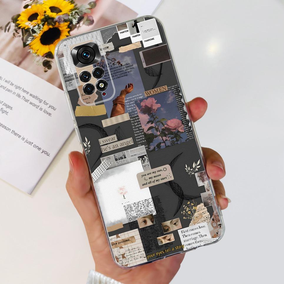 Transparent Soft TPU Coque For Xiaomi Redmi Note 11 Pro 4G 5G Note 11 11s Case Women Girly Fashion Flower Butterfly Funda Shell