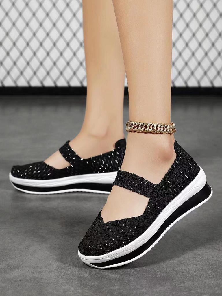 Большие легкие плетеные босоножки на танкетке с открытым носком для женщин