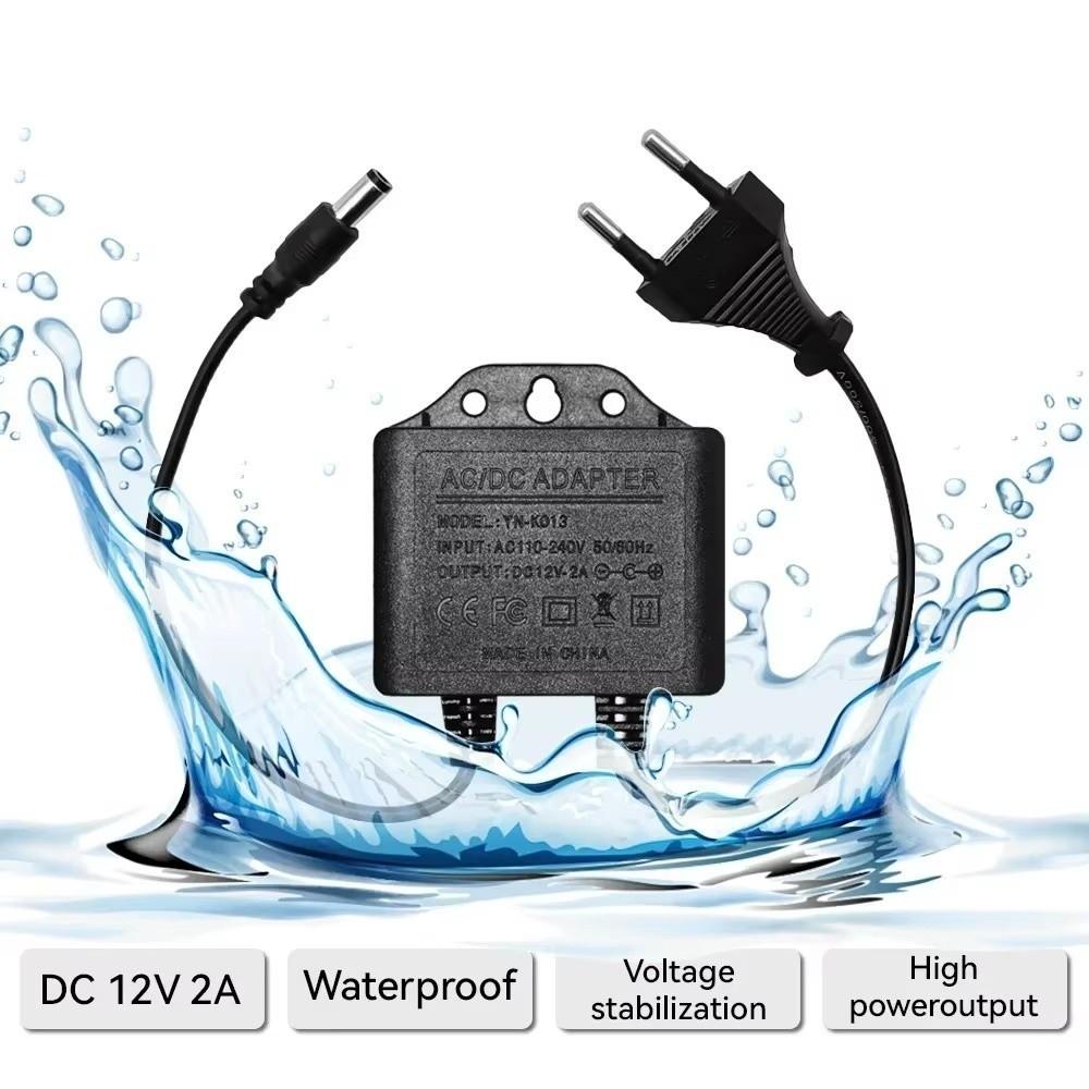 Адаптер DC12V 2A Блок питания для камеры Водонепроницаемый Штекер EU Адаптер питания Вход AC100V-240V Черный Зарядное устройство для камеры Наружное