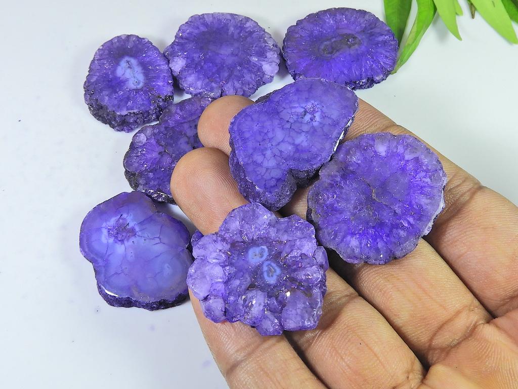 10 шт. Синий солнечный друзовый агат жеодовый кабошон россыпью драгоценных камней 488 карат RQ-2650