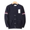 Trendy Brand Couple Style Four-Stripe V-Neck Knit Sweater with Ribbed Design, Long-Sleeve Base Shirt for Spring and Autumn