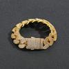 20mm Brass Spring Buckle Ladder Square Zircon Cuban Chain European and American Hip Hop Unisex Anniversary Street Bracelet