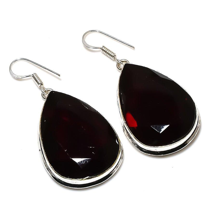 Серьги ручной работы из стерлингового серебра 925 пробы с черными шпинельными камнями 2,13 дюйма f2P55