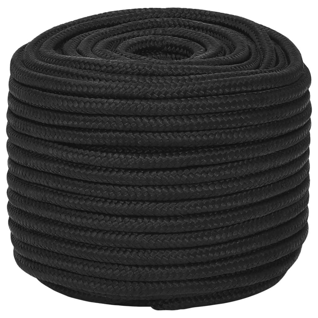 Vidaxl Linka Żeglarska, Czarna Jednolita, 12 Mm, 100 M, Polipropylen