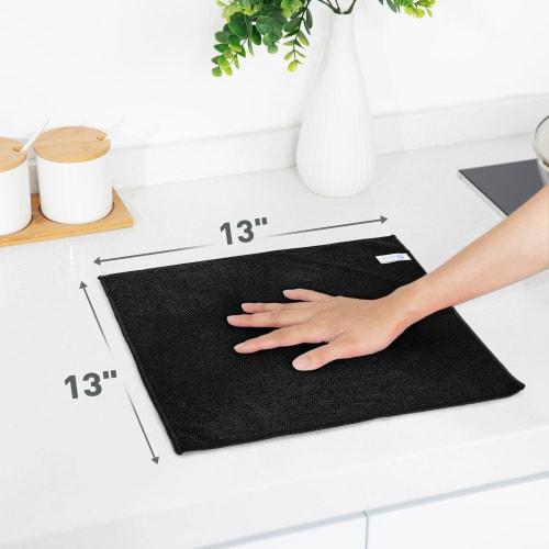 WEAWE Microfiber Cloths, Absorbent, Quick-Drying, Multi-Purpose Towels, 12-Piece Set, 33x33cm, Black