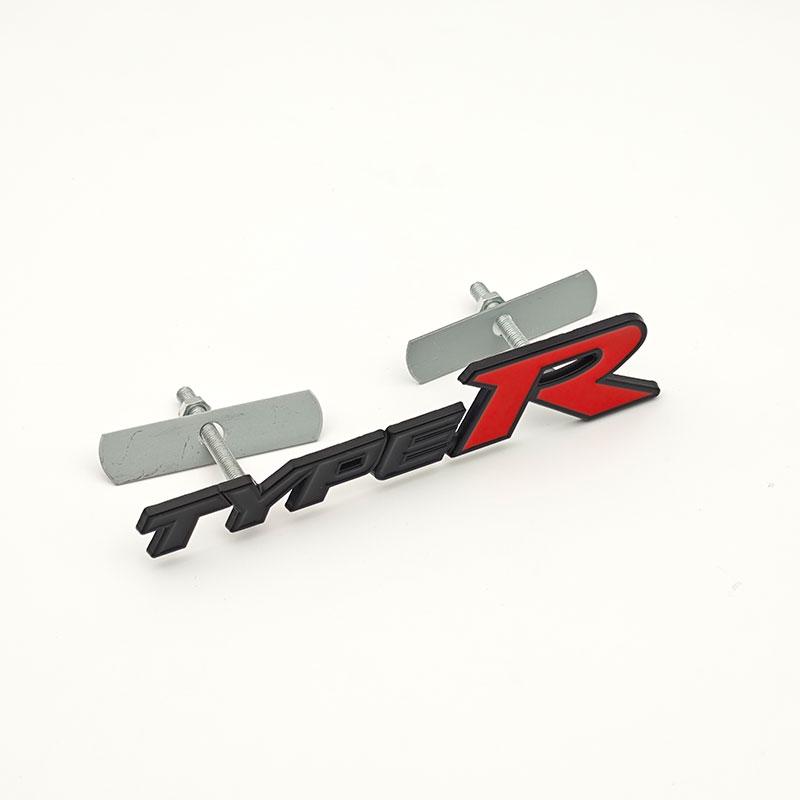 CVWF1 3D Metal Black Red Letters Type R Logo Car Front Grille Badge Emblem for Honda Accord Civic Type R Auto Accessories