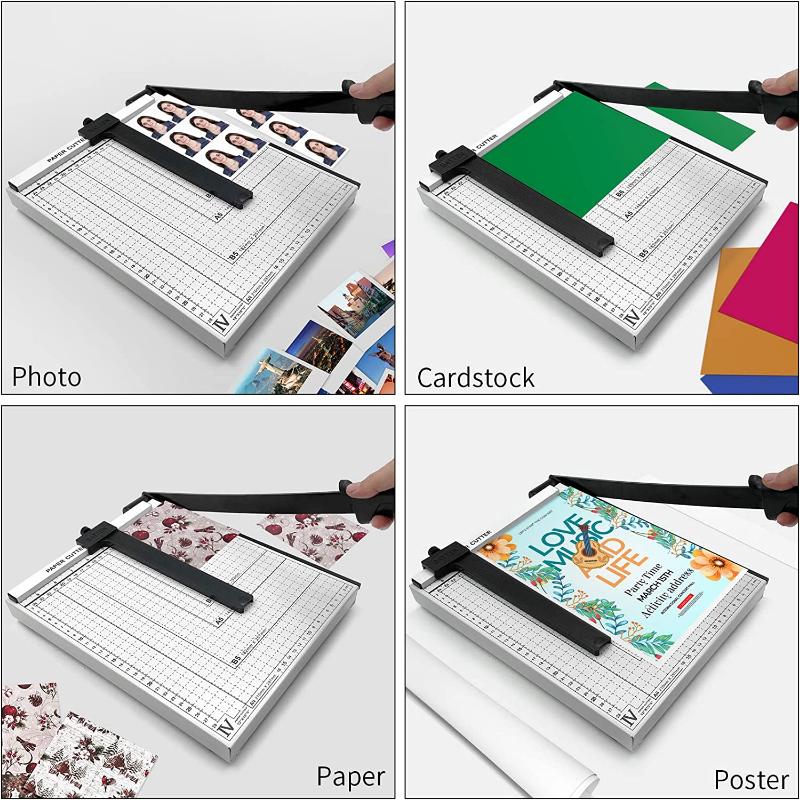 A4 Paper Cutter, Guillotine Paper Trimmer 12 Inch Cut Length Heavy Duty Stack Paper Slicer with Safty Blade Lock for Cardstock Cardboard Photos