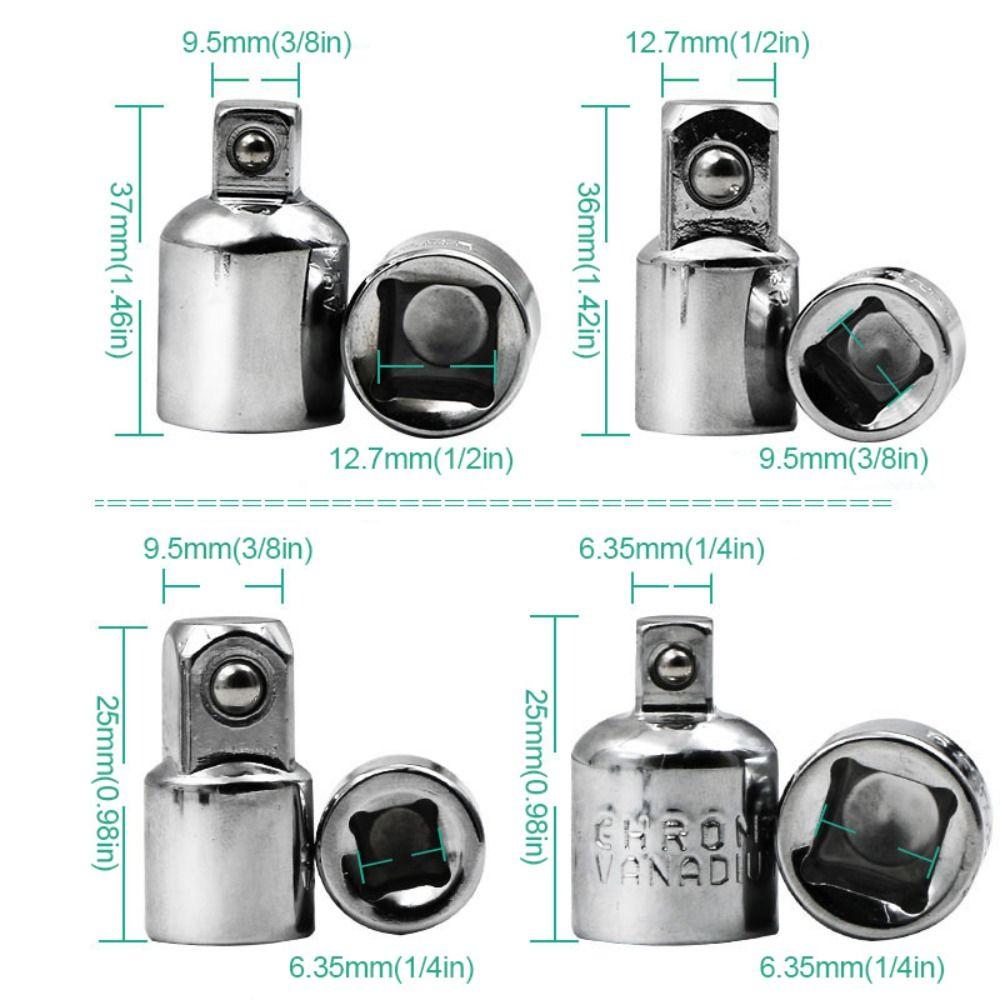 1/4 3/8 1/2 Ratchet Wrench Socket Adapter Interchangeable Attachment Spanner Keys Set Variable Diameter Square