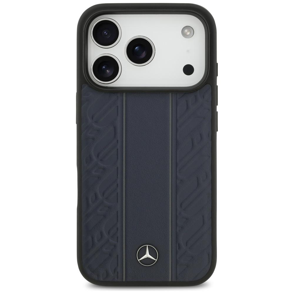 Etui Mercedes Leather Laurel Leaves Stripes Magsafe Do Iphone 17 Pro Niebieski