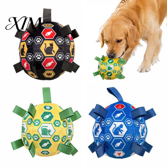 Soft Training Balls for Dogs Stuffed Football Dog Toy with Bell, Plush Ball Chew Toy, Lightweight Throwing Toys Pet Interactive Fetch Small to Medium