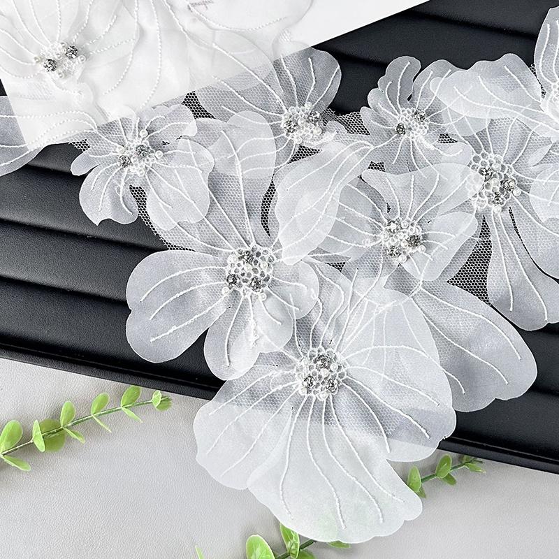 1 шт кружевные цветы одежда аксессуары тканевые украшения нашивка швейные принадлежности сетчатые цветы тканевые нашивки своими руками 4 цвета