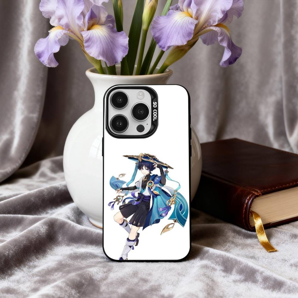 Чехол для телефона S-Scaramouches G-Genshin I-Impact-T для iPhone17,16,15,14,13,12,11 Plus,Pro Max Конфетный Посеребренный Внутренний Чехол