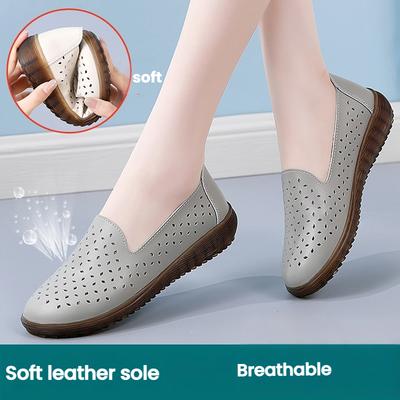 Модная женская обувь Лето 2025 Натуральная кожа Повседневные спортивные сандалии для женщин Полые сандалии на танкетке Маме Сандалии на толстой подошве в римском стиле