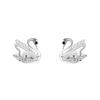 S925 Silver Plated Earrings BFF Gift Sweet Little Animal Temperament Smart Black Zircon Earrings Small Exquisite Swan Earrings