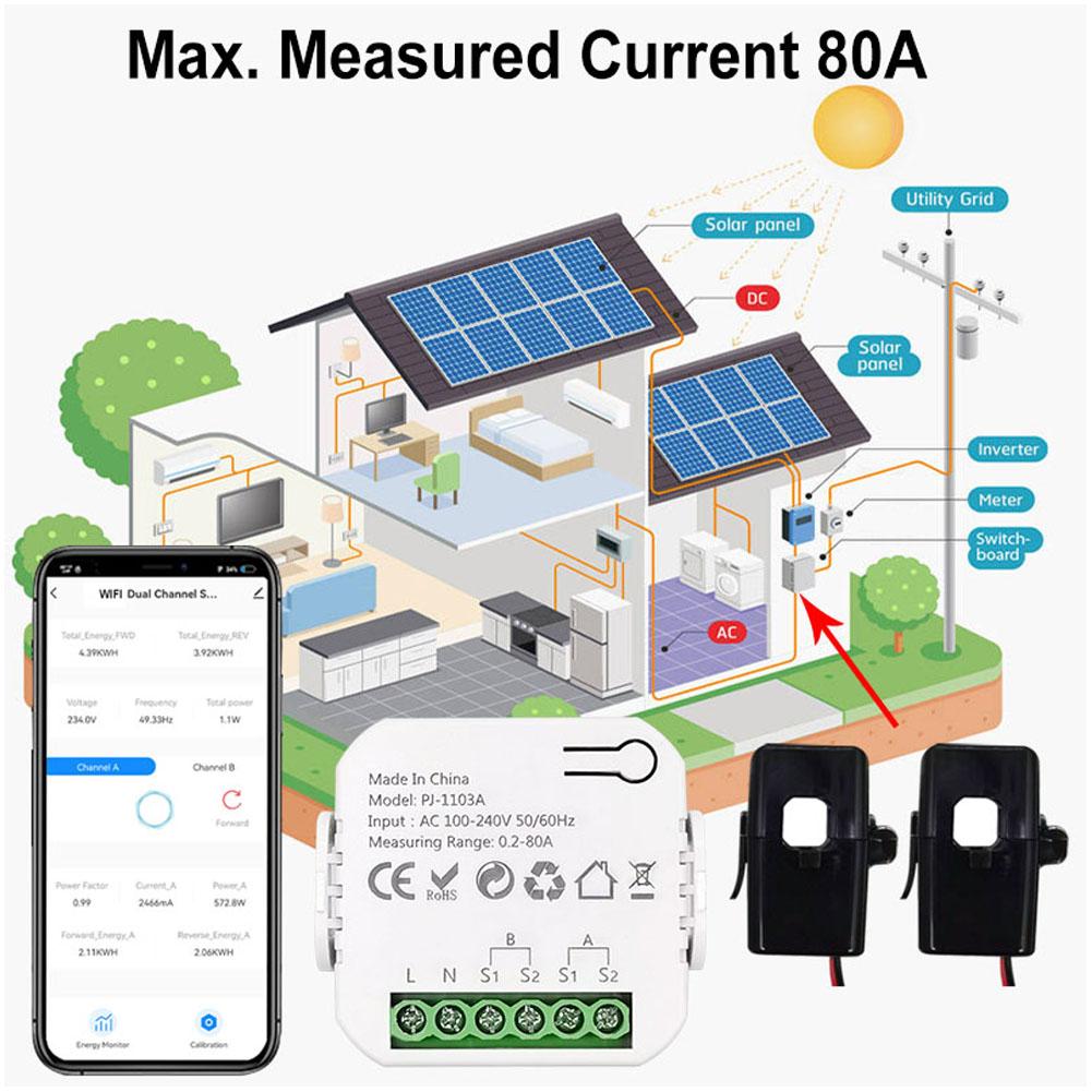Tuya WiFi Energy Switch Многофункциональный измеритель напряжения и тока для мобильного телефона Приложение для работы в режиме реального времени