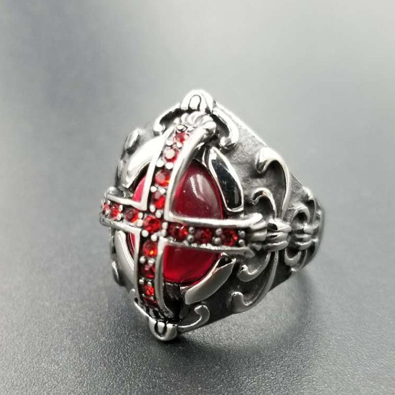 S925 Silver Ring Gemstone Ring Gothic Ruby Diamond Men's Ring Vampire Ring