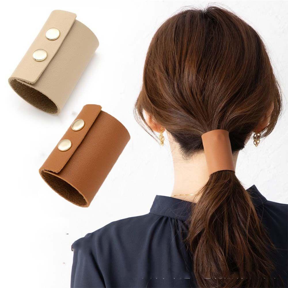 Hair Wrap PU Leather Hair Band Ponytail Holder Women's hair clips Korean Style Hair Cuff
