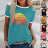 Женская милая летняя свободная рубашка с коротким рукавом и круглым вырезом спереди, с коротким рукавом и принтом