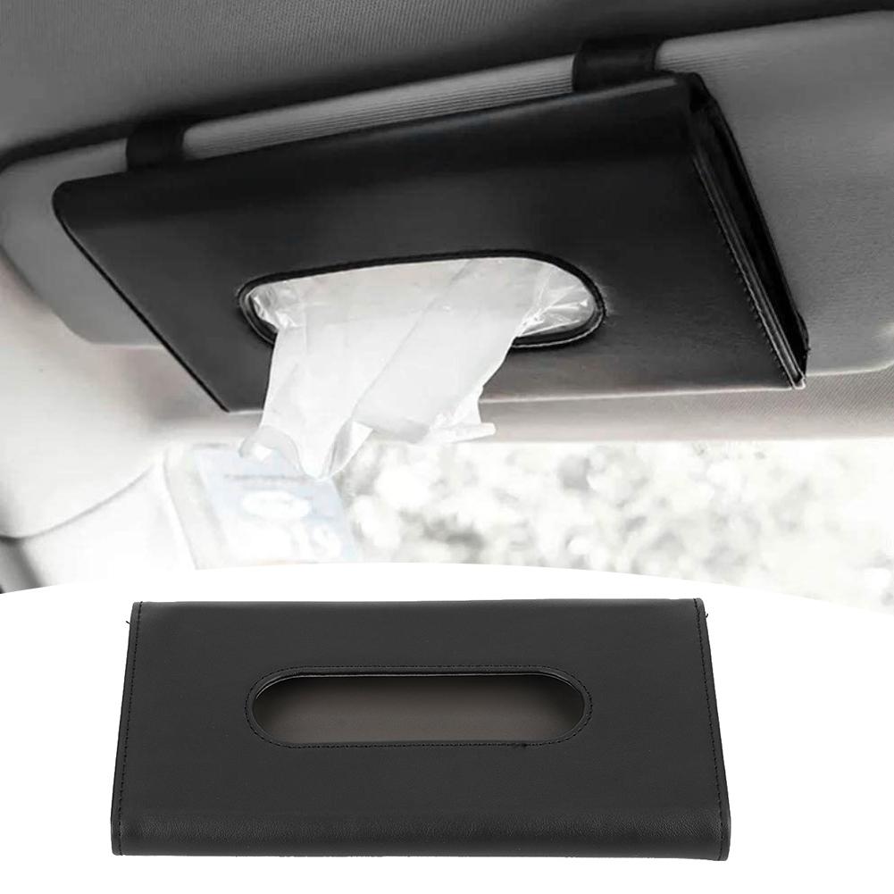 Portable PU Leather Car Sun Visor Tissue Boxes Dispenser Napkin Paper Towel Holder for SUV Truck