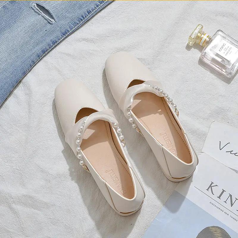 На среднем каблуке женские туфли-лодочки Pearl Square Shoes для женщин Beau Today Весенняя акция Горячая отпускная мода Последняя обувь