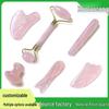Heart-Shaped Rose Quartz Gua Sha and Jade Crystal Face Roller Set