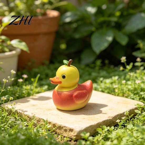 Unique Gifts for Friends Adorable Fruit Duck Figurine, Resin Apple Strawberry Peach Banana Sculpture, Mini Cute Desktop Ornaments Desk Decor