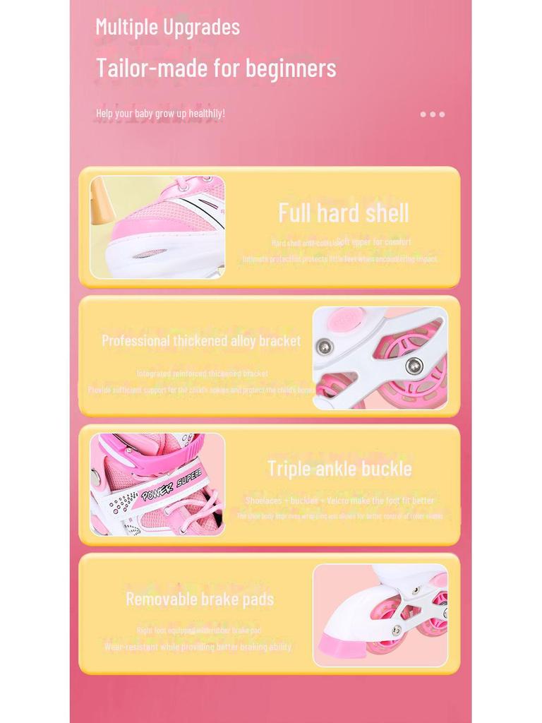 Регулируемые детские роликовые коньки - полный комплект, цветной