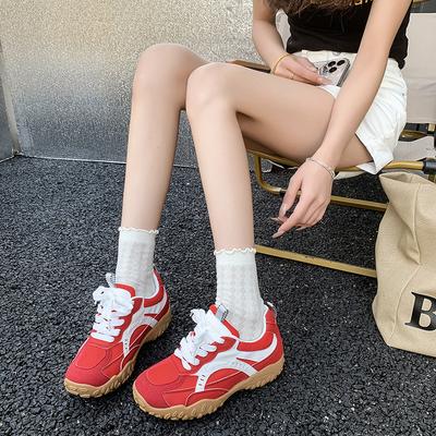 Виноградная мать того же стиля, весеннее письмо плот~ кружевное сращивание повседневный стиль жемчужный пояс внутренняя высота увеличение платформа Форреста Гампа немецкий тренинг