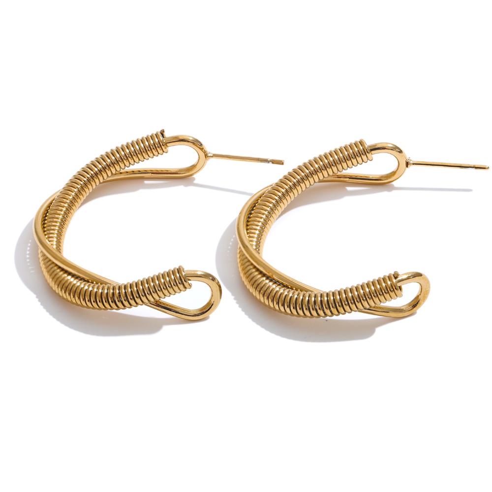 Eetit Новые стильные металлические высококачественные серьги-кольца в форме буквы C, позолоченные платиновые металлические блестящие модные повседневные украшения 2024 года для женщин