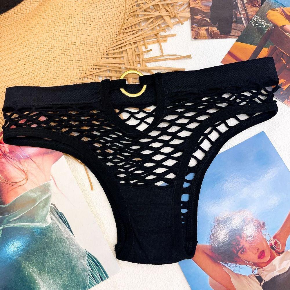 3 шт. однотонные трусы-сетки для рыбалки со средней талией, женские эластичные трусы, женское нижнее белье