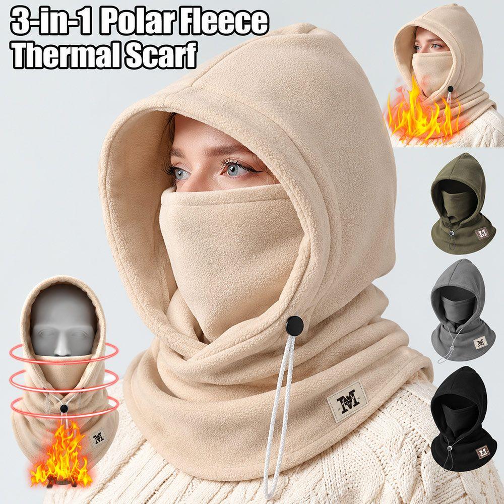 Polar Fleece Winter Balaclava Hat Thickened Integrated Hat Scarf Hooded Face Mask Outdoor Cycling
