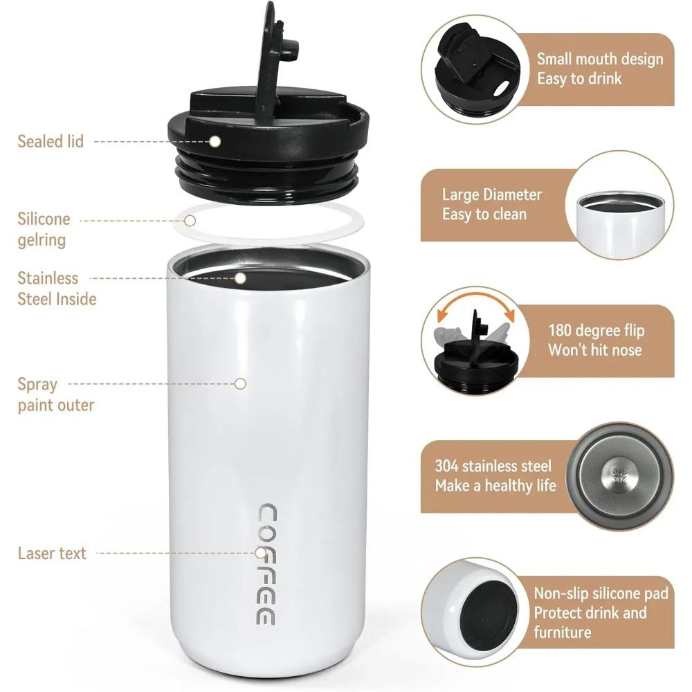400ML Stainless Steel Coffee Cup Travel Thermal Mug Leak-Proof Thermos Bottle Tea Coffee Mug Office Business Style Thermos