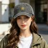 Вышитая бейсболка Yousheng с узором "Солнце", Регулируемая задняя застежка, Бейсболка в ретро-стиле с потертостями, Кепка из стираной хлопковой ткани для защиты от солнца на улице