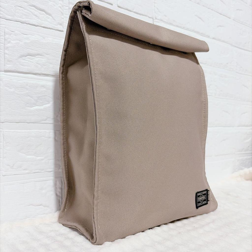 Used Ultra-rare, excellent condition, Porter x Min-Nano paper bag lunch roll, beige bespoke model