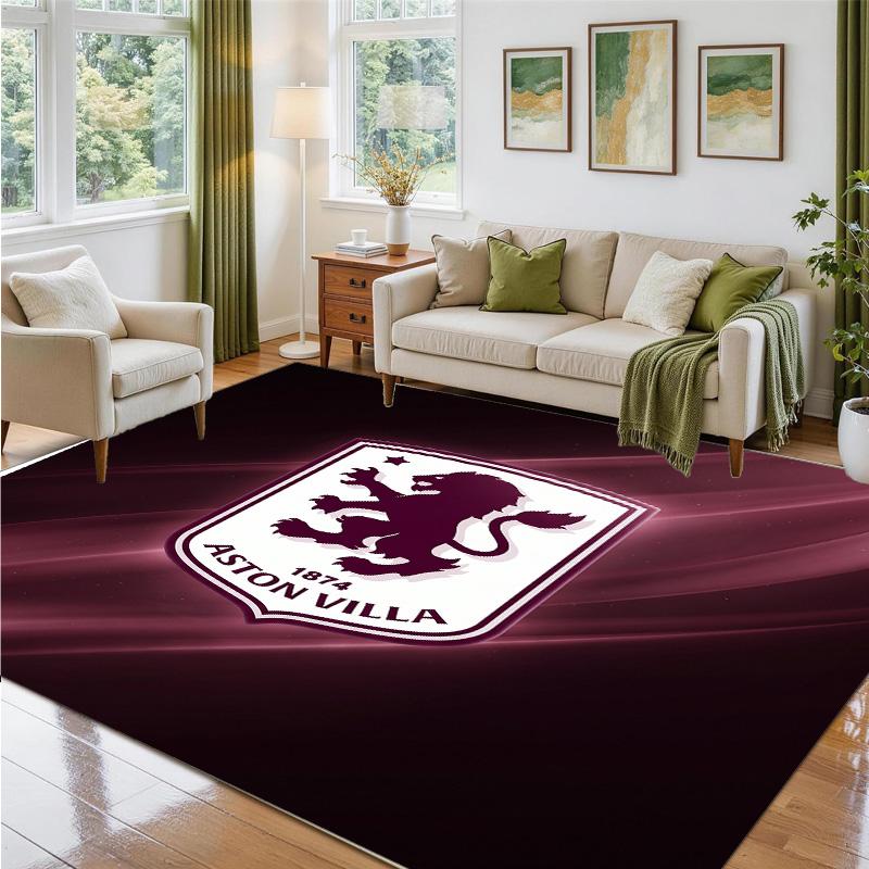 Aston Villa Football Design Crystal Velvet Rug Soft Decorative Mat for Bedroom Entrance