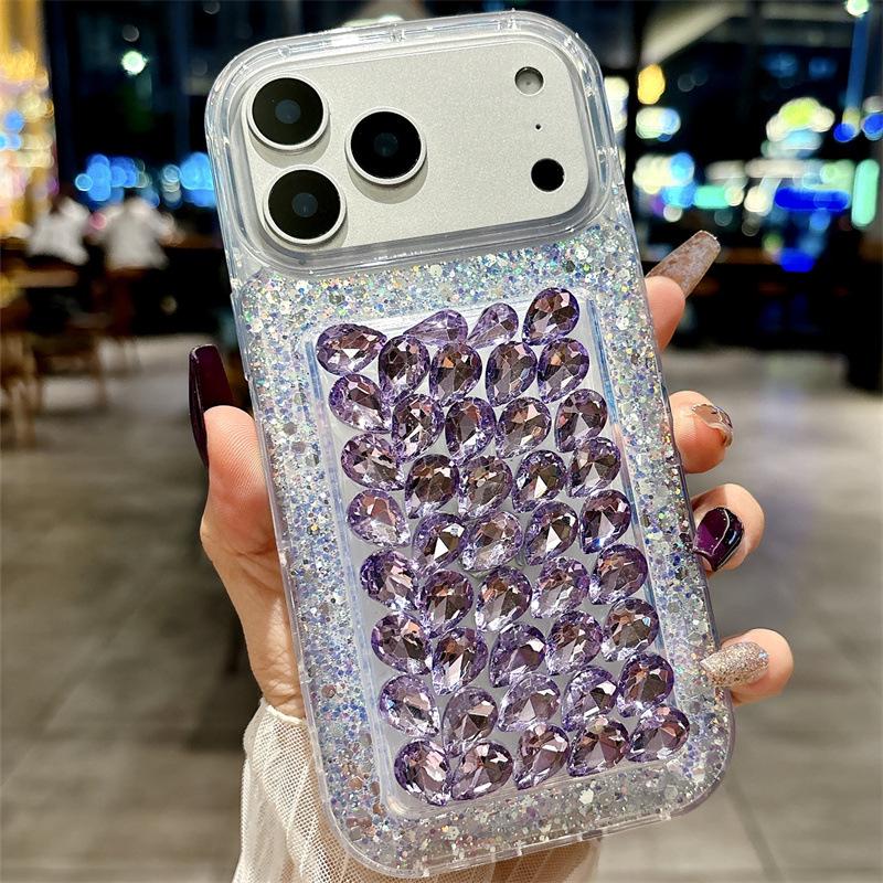 Чехол со стразами «Измельченный Алмаз» для iPhone 17 Pro - Полностью Алмазный, Прозрачный Дизайн для iPhone 13, 14, 15 и 16