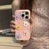 Шикарный кожаный чехол с цветочным принтом для iPhone 13 14 15 16 Pro Max Стильный держатель-цепочка с ремешком-захватом Роскошный чехол для мобильного телефона