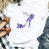 Floral Flower Shoes Print T Shirt Women Short Sleeve O Neck Loose Tshirt Women Tee Shirt