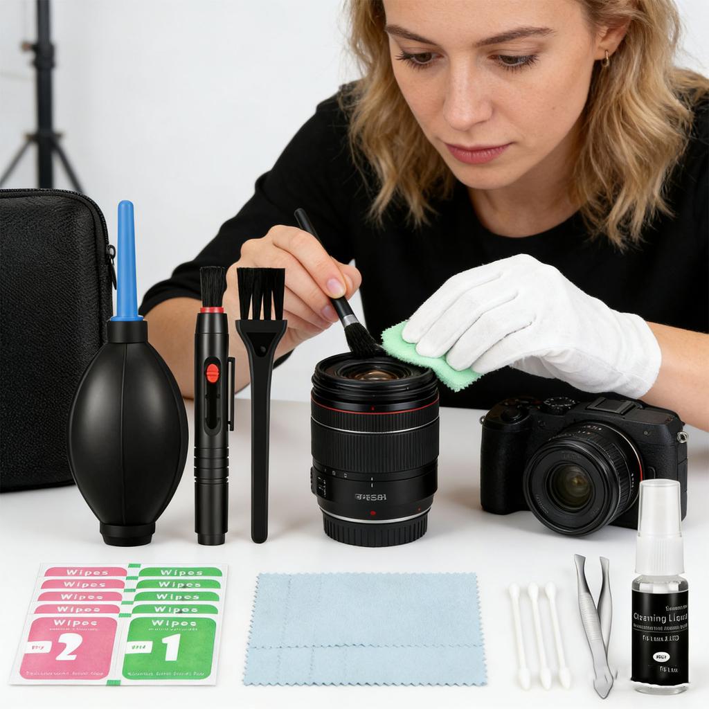 Полный набор для чистки DSLR-камеры из 14 предметов с мягкой щеткой, грушей и чехлом для фотолюбителей
