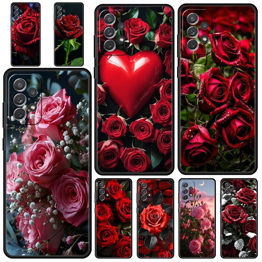Beautiful Red Rose Flowers Phone Case For Samsung A15 A13 A51 A71 A41 A31 A21S A03S A05 A12 A32 A52 A23 A25 A33 A53 A73 5G Cover