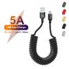 Кабель USB C 5A, пружинные кабели для быстрой зарядки для iPhone, кабель Lightning Type C, микрошнур для передачи данных для Huawei Xiaomi, 1,5 м