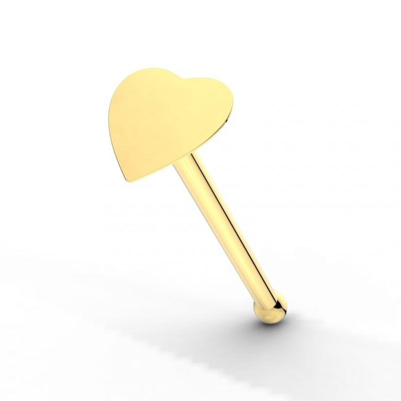 KODY PIERCING 9-каратное золото, 3 мм, булавка для носа с шаровидным кончиком в виде сердца - качественный пирсинг