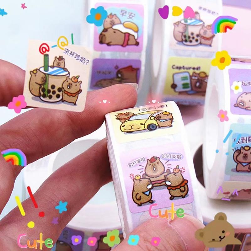500 шт./рулон симпатичная наклейка капибара водонепроницаемая граффити эстетическая декоративная сумка для ноутбука чашка телефон дневник детские наклейки игрушка