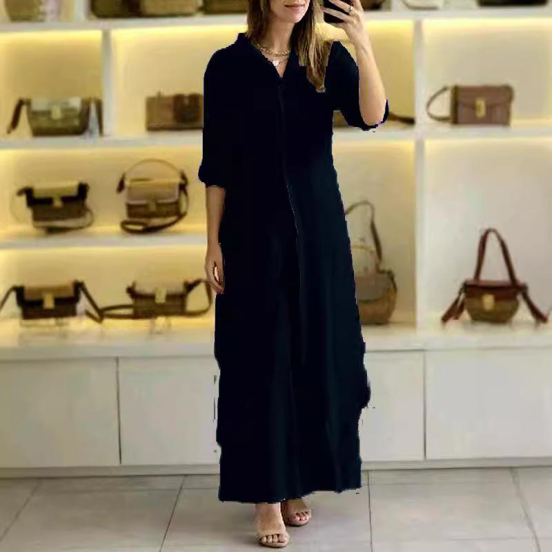 Женский летний, весенний и осенний элегантный хлопковый и льняной костюм с приталенными широкими брюками и длинными рукавами