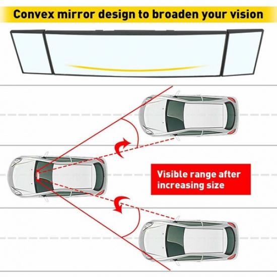 Car Universal Large Vision Interior Rear View Mirror Wide Angle Blindspot pickup