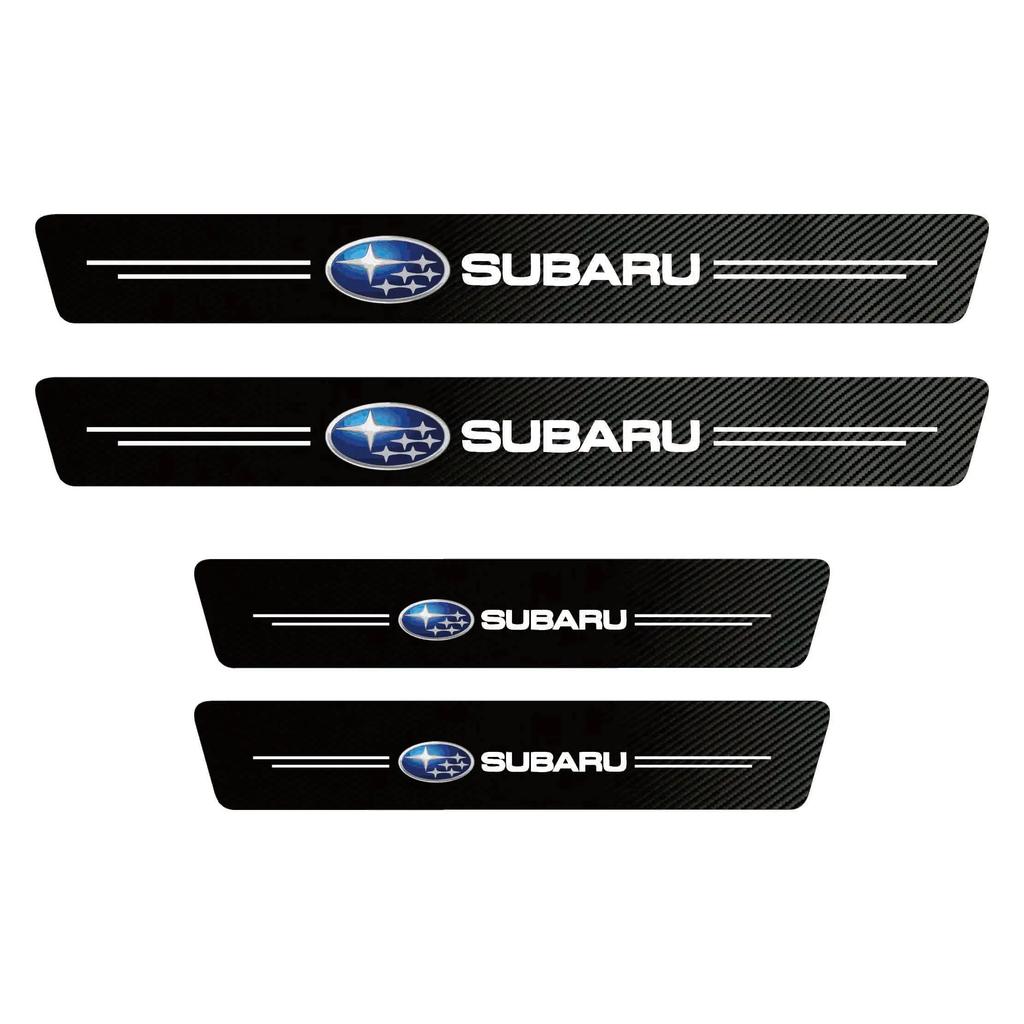 Car Logo Door Sill Protector Stickers Carbon Fiber Threshold Strip For Subaru WRX STI Forester Tribeca Levorg Impreza XV Outback dis2