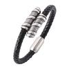 Fashion Men Charms Spiral Stainless Steel Buckle Bracelet Black Leather Bracelet Punk Man Wrist Band Gifts