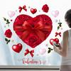 Наклейка на окно в форме сердца с розовым цветком День святого Валентина Съемная ПВХ наклейка на стекло окна Многоразовые статические наклейки для дома, свадьбы, годовщины