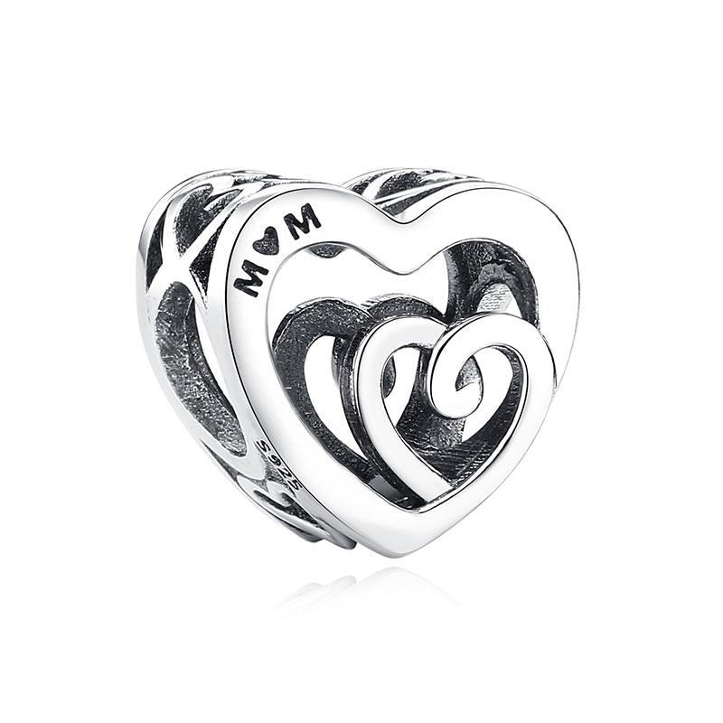 Original 925 Sterling Copper Charms Family Tree Love Heart Mom Pendant Beads Fit Brand Bracelets Necklaces Women DIY Zircon