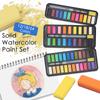 12/18/24 Colors Solid Watercolor Paint Set Portable Water Color Drawing Brush Acrylic Professional Painting Art Supplies
